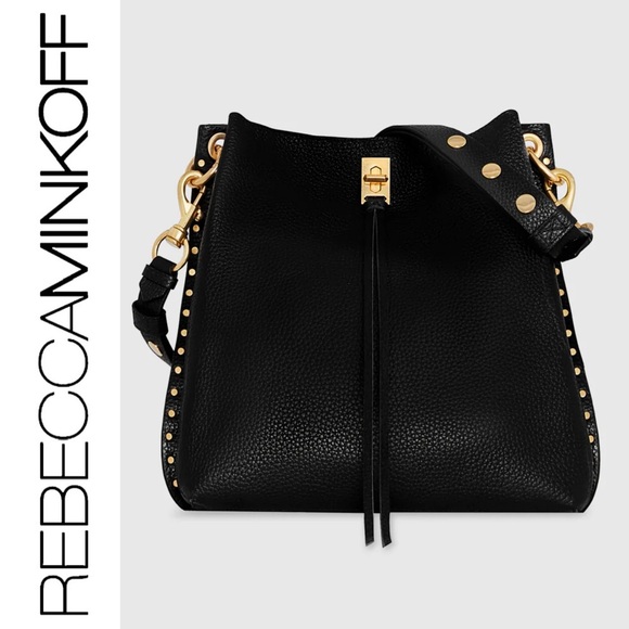 Rebecca Minkoff “Darren” Black Leather Bucket Style Shoulder Bag